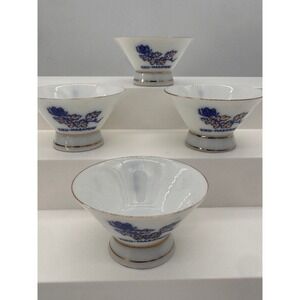 Sake Cups Set of 4 Kiku-Masamune Japanese‎ Porcelain Gold Trim VTG Mid Century